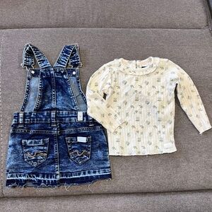 7 For All Mankind Kids 2PC Girls Outfit Set 12M Skirtall/LS Tee